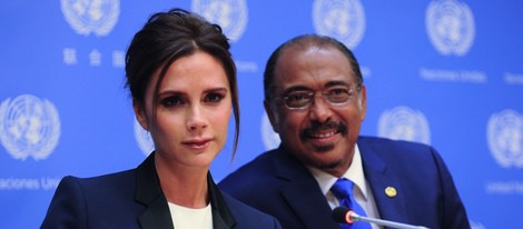 Victoria Beckham en su presentación como Embajadora de Buena Voluntad de la ONU