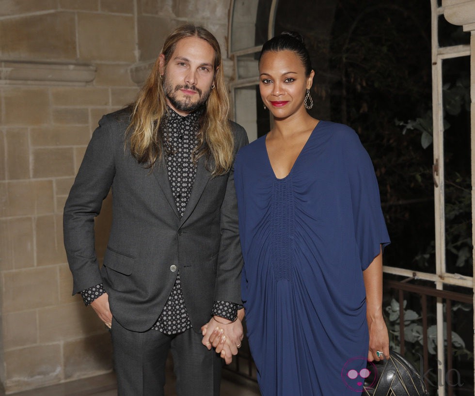 Marco Perego y la actriz Zoe Saldana en la Gala LAXART 2014