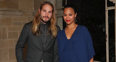 Marco Perego y la actriz Zoe Saldana en la Gala LAXART 2014