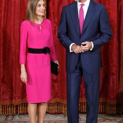 Los Reyes Felipe y Letizia en el almuerzo al presidente de Honduras y su esposa