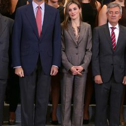 Los Reyes Felipe y Letizia en una audiencia antes del Día de la Hispanidad 2014