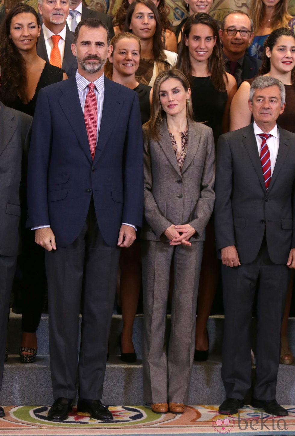 Los Reyes Felipe y Letizia en una audiencia antes del Día de la Hispanidad 2014