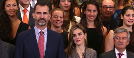 Los Reyes Felipe y Letizia en una audiencia antes del Día de la Hispanidad 2014