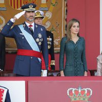 Los Reyes Felipe y Letizia, la Princesa Leonor y la Infanta Sofía en el Día de la Hispanidad 2014