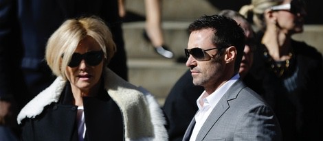 Hugh Jackman y Deborra-Lee Furness en el funeral de Oscar de la Renta en Nueva York