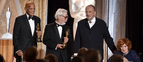 Maureen O'Hara, Jean-Claude Carrière, Hayao Miyazaki y Harry Belafonte en la gala 'Governors Awards' 2014