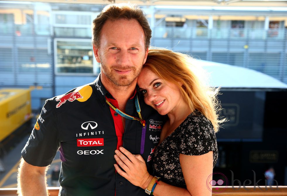 Geri Halliwell y su prometido Christian Horner en el GP Italia de F1