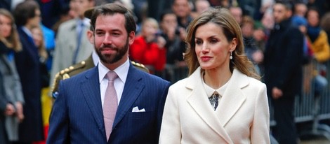 La Reina Letizia con el Príncipe Guillermo a su llegada a Luxemburgo