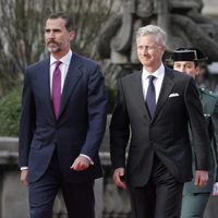 El Rey Felipe VI y el Rey Felipe de Bélgica en la primera visita a Bélgica de Felipe y Letizia como Reyes