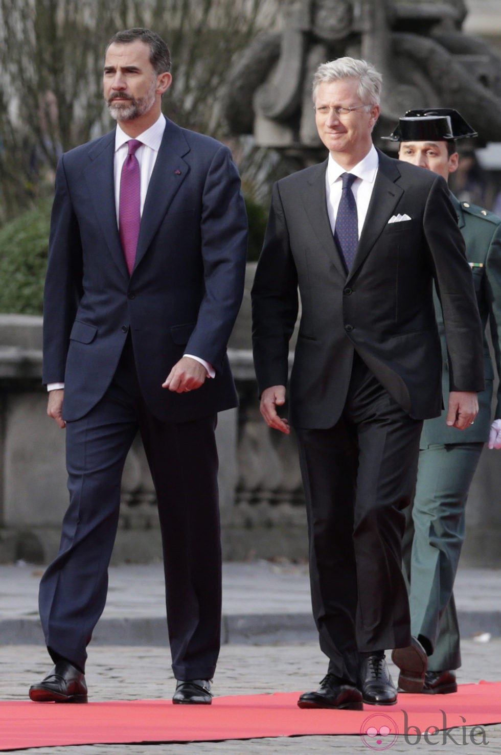 El Rey Felipe VI y el Rey Felipe de Bélgica en la primera visita a Bélgica de Felipe y Letizia como Reyes