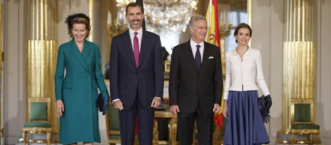 Los Reyes Felipe y Letizia con los Reyes de Bélgica en su primera visita a Bélgica como Reyes de España