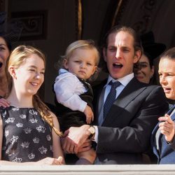 Carolina de Mónaco, Alexandra de Hannover, Andrea y Sasha Casiraghi y Estefanía de Mónaco en el Día Nacional de Mónaco 2014