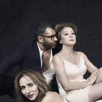 Jorge Javier Vázquez como Tom Ford con Mila Ximénez y Maria Patiño en Sálvame Fashion Week