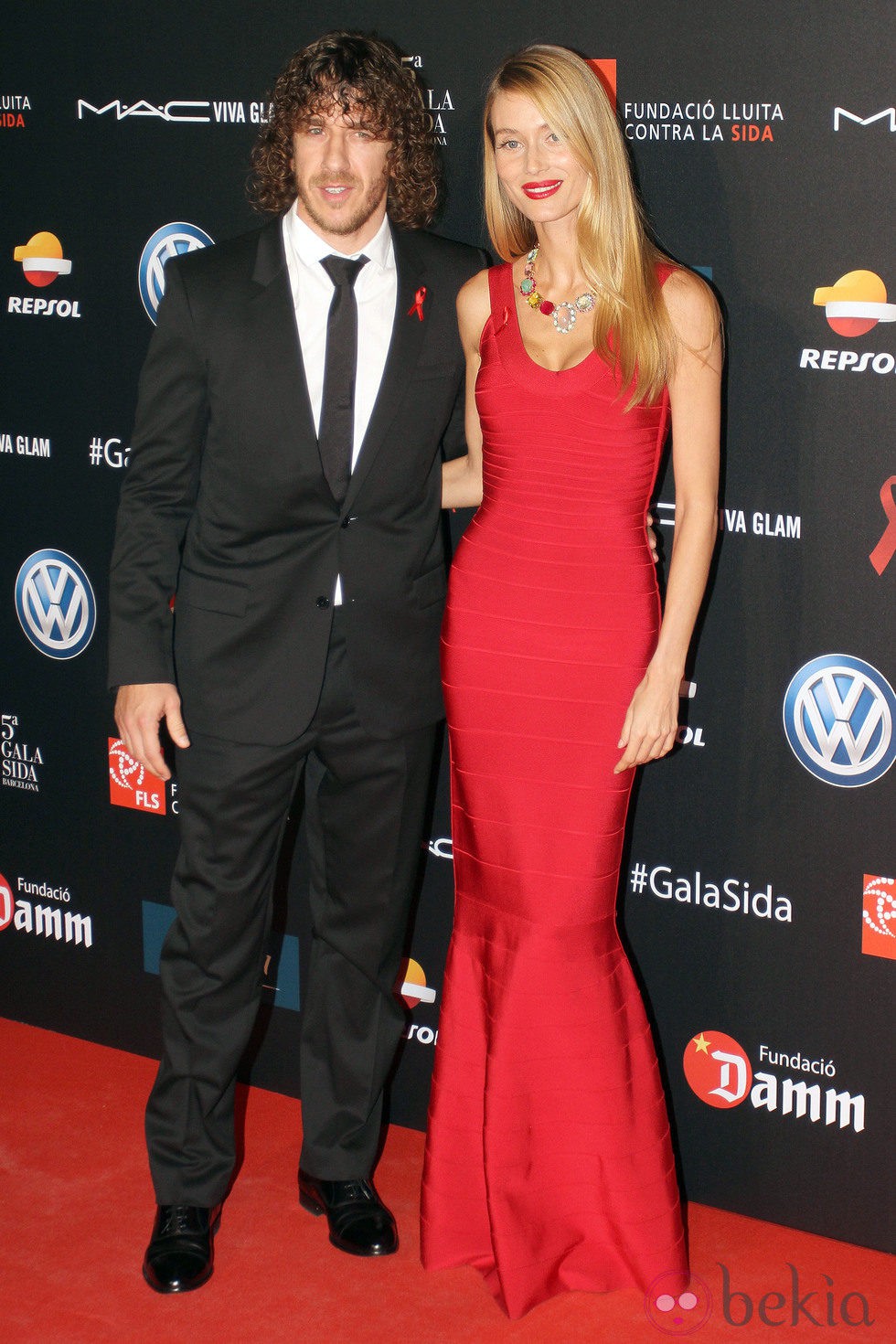 Carles Puyol y Vanesa Lorenzo en una gala benéfica contra el Sida en Barcelona