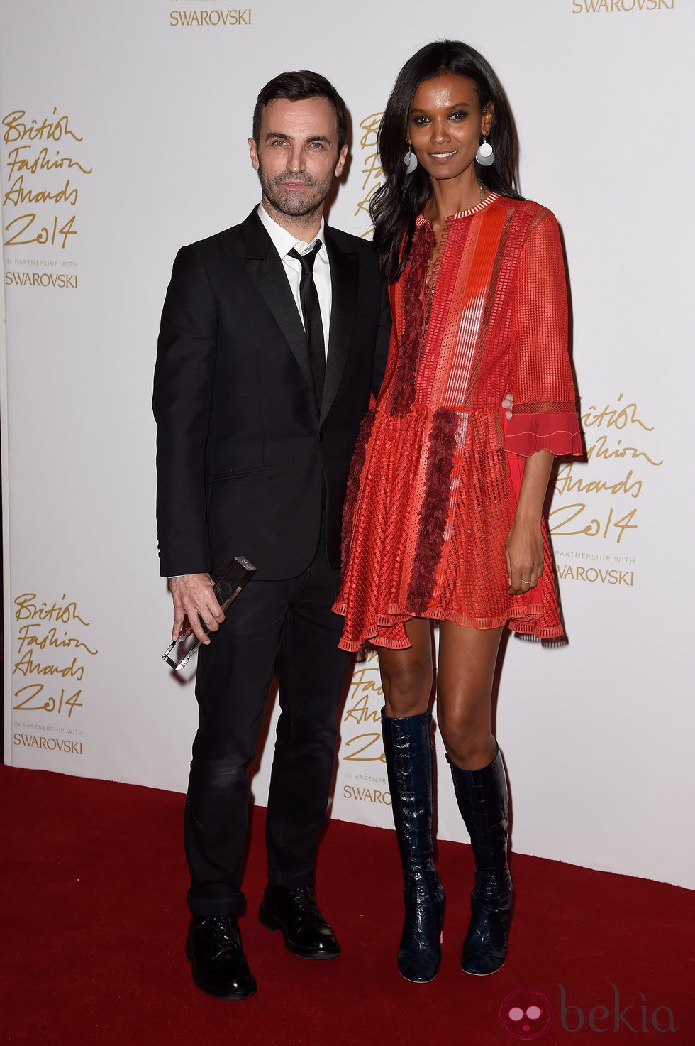 Nicolas Ghesquiere y Liya Kebede acuden a los 'British Fashion Awards 2014' en Londres