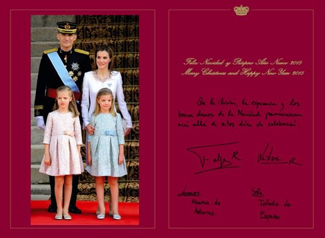 Los Reyes Felipe y Letizia, la Princesa Leonor y la Infanta Sofía felicitan la Navidad 2014