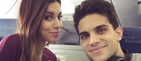 Marc Bartra y Melissa Jiménez antes de irse de vacaciones de Navidad