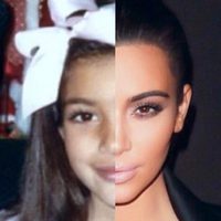 Kim Kardashian con 7 años y en la actualidad