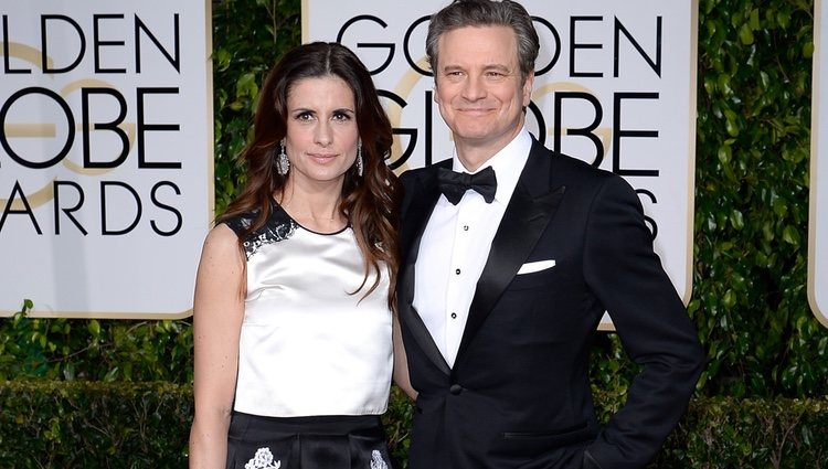 Livia y Colin Firth en la alfombra roja de los Globos de Oro 2015