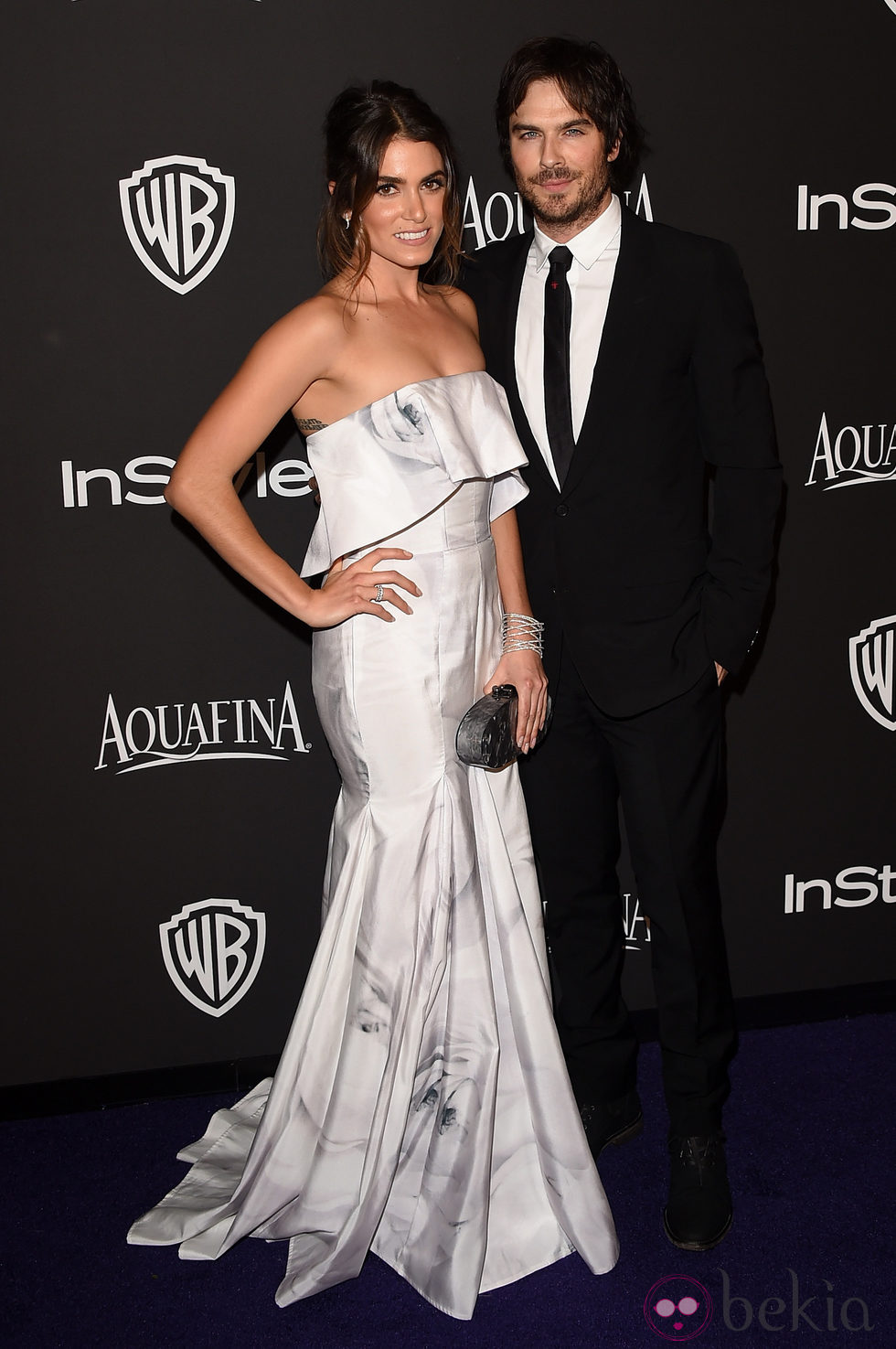 Nikki Reed e Ian Somerhalder en la fiesta organizada por Warner tras los Globos de Oro 2015