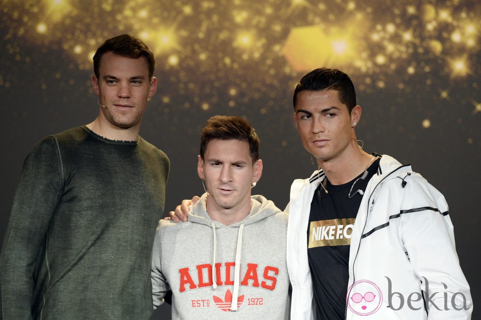 Manuel Neuer, Leo Messi y Cristiano Ronaldo