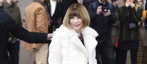 Anna Wintour en el desfile de Burberry otoño/invierno 2015 de la Semana de la Moda Masculina de Londres