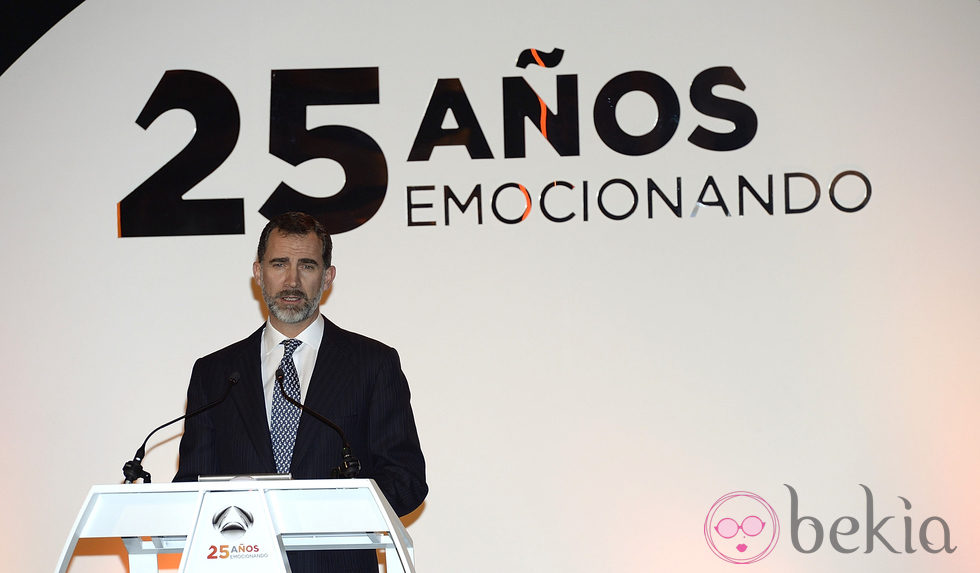 El Rey Felipe durante su discurso en la fiesta del 25 aniversario de Antena 3