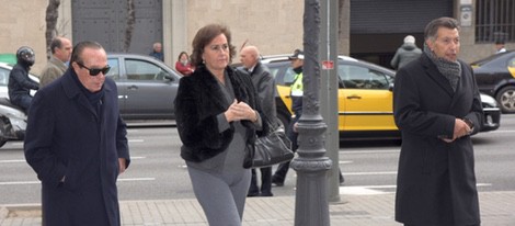 Curro Romero y Carmen Tello en el funeral de José Manuel Lara Bosch en Barcelona