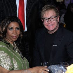 Elton John y Aretha Franklin en el 85 cumpleaños de Tony Bennett