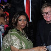 Elton John y Aretha Franklin en el 85 cumpleaños de Tony Bennett