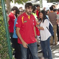 Víctor Sada en la celebración de la victoria del Eurobasket 2011