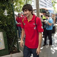 Ricky Rubio en la celebración de la victoria del Eurobasket 2011