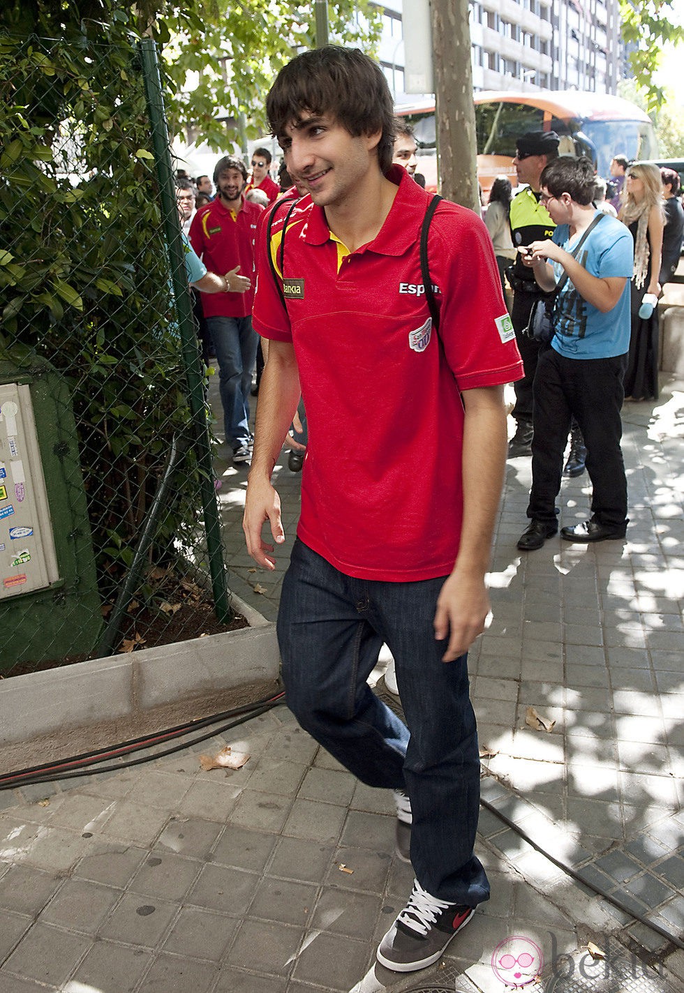 Ricky Rubio en la celebración de la victoria del Eurobasket 2011