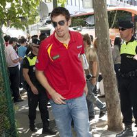 Víctor Claver en la celebración de la victoria del Eurobasket 2011