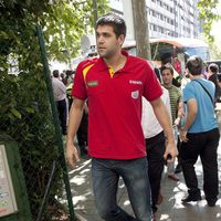 Felipe Reyes en la celebración de la victoria del Eurobasket 2011