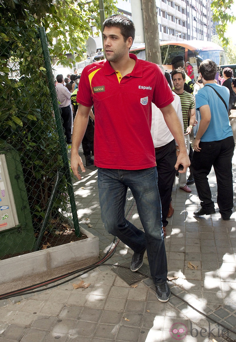 Felipe Reyes en la celebración de la victoria del Eurobasket 2011