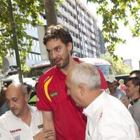 Pau Gasol en la celebración de la victoria del Eurobasket 2011