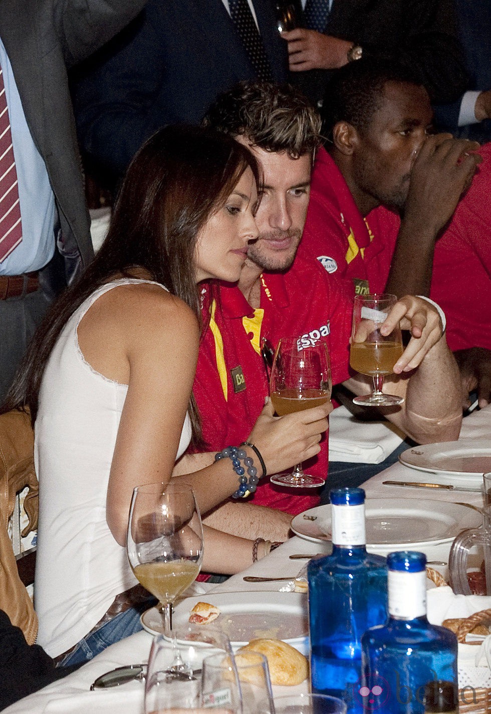 Helen Lindes y Rudy Fernández en la celebración de la victoria del Eurobasket 2011