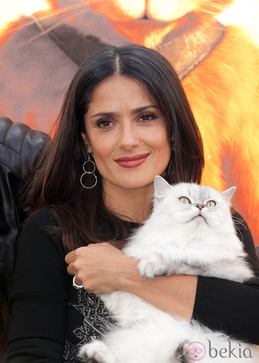 Salma Hayek en la presentación en Moscú de 'El gato con botas'