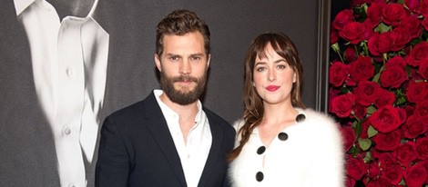 Jamie Dornan y Dakota Johnson en el estreno de 'Cincuenta sombras de Grey' en Nueva York