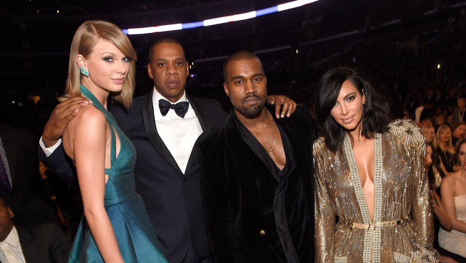 Taylor Swift, Jay Z, Kanye West, Kim Kardashian en los premios Grammy 2015