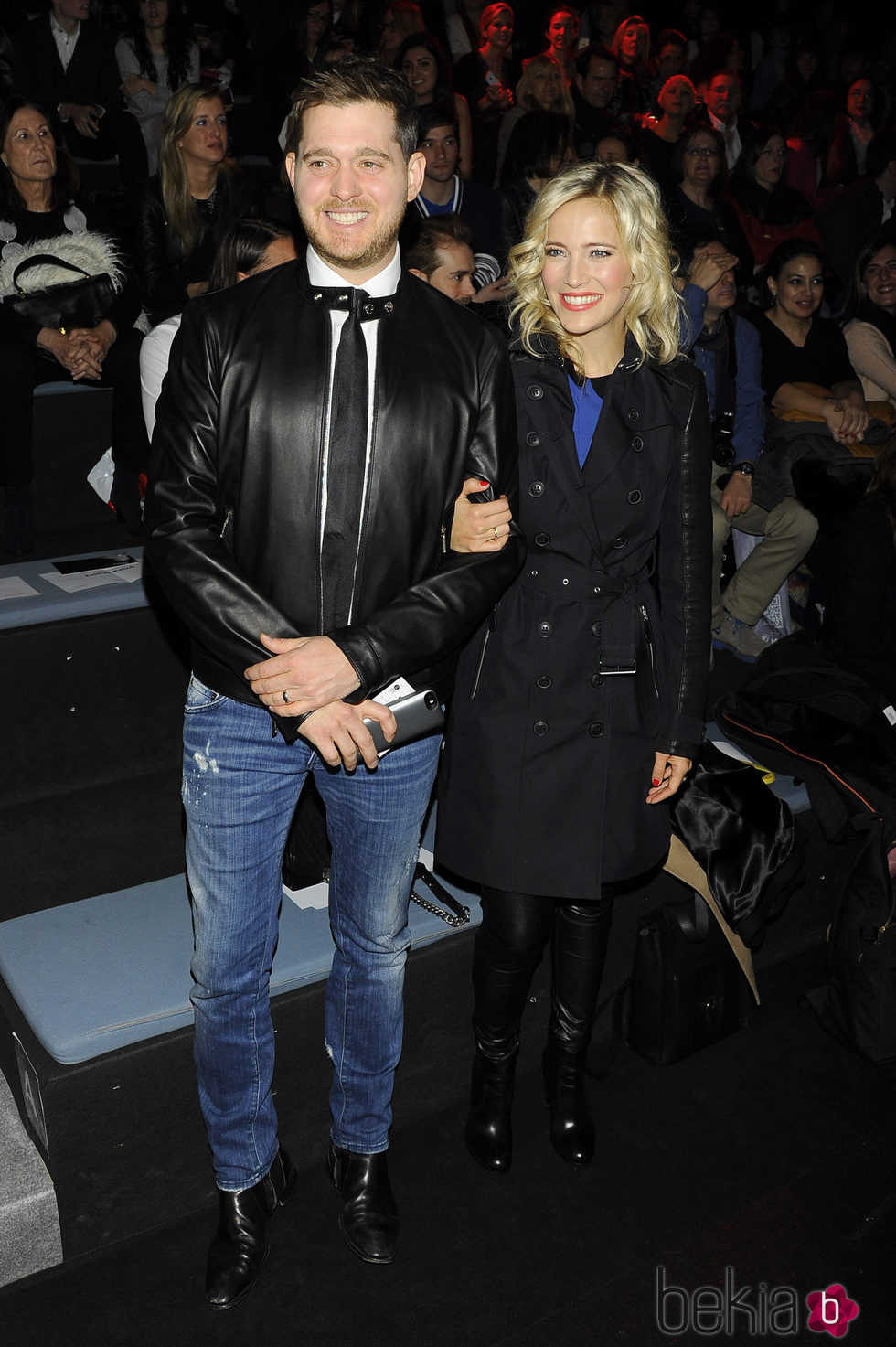 Michael Bublé y Luisana Lopilato en el front row de Davidelfín en Madrid Fashion Week otoño/invierno 2015/2016