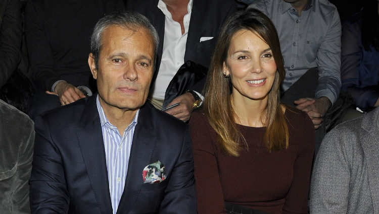 Javier Merino y Mar Flores en el front row de Roberto Torretta en Madrid Fashion Week otoño/invierno 2015/2016