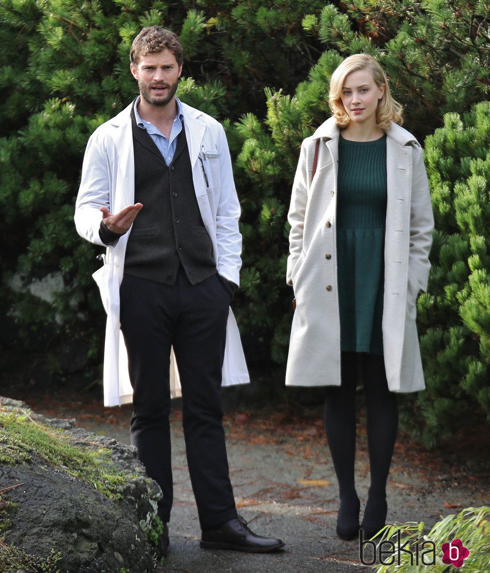 Jamie Dornan y Sarah Gadon en el rodaje de 'The 9th Life of Louis Drax'