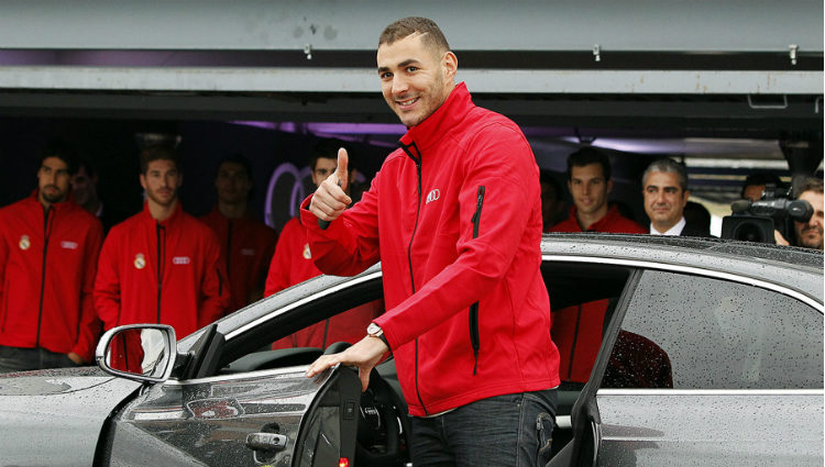 Karim Benzema en la presentación de un coche de alta gama