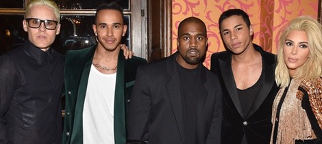 Jared Leto, Lewis Hamilton, Kanye West, Olivier Rousteing y Kim Kardashian en la Paris Fashion Week 