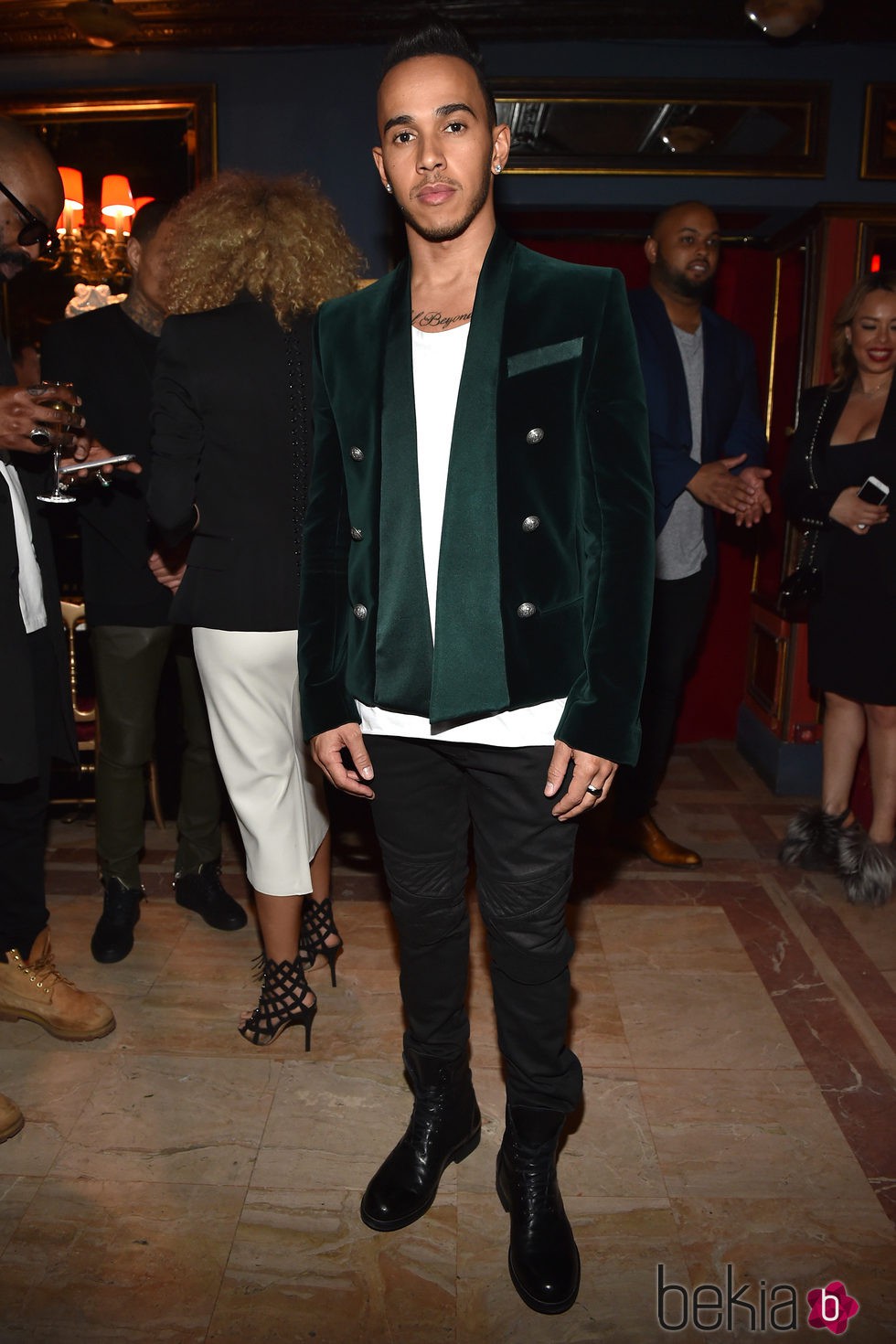 Lewis Hamilton en la fiesta posterior al desfile de Balmain en Paris Fashion Week otoño/invierno 2015