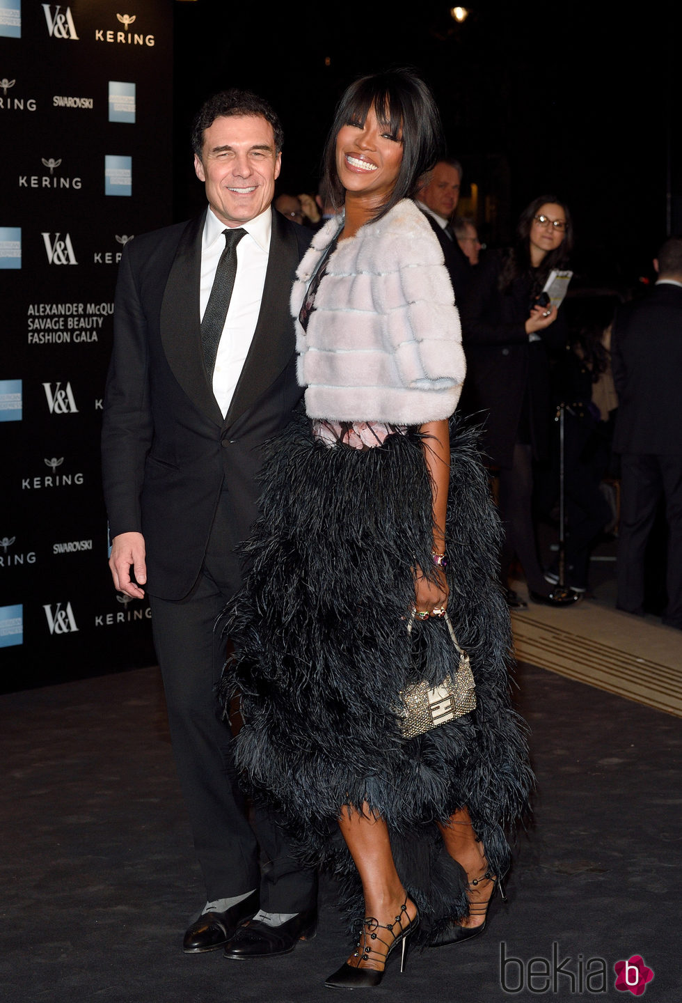 Andre Balazs y Naomi Campbell  en la inauguración de la exposición de Alexander McQueen en Londres