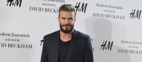 David Beckham presentando su colección de básicos de H&M para primavera 2015 en Madrid