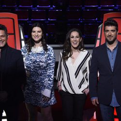 Alejandro Sanz, Laura Pausini, Malú y Antonio Orozco en la presentación de 'La Voz 3'